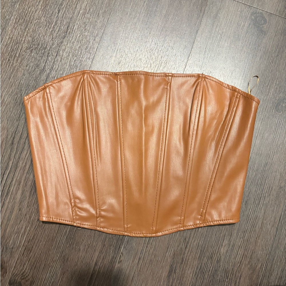 Zara Camel Faux Leather Top